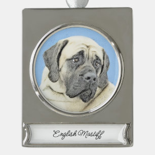 English Mastiff (Fawn) Malerei - Original Dog Art Banner-Ornament Silber