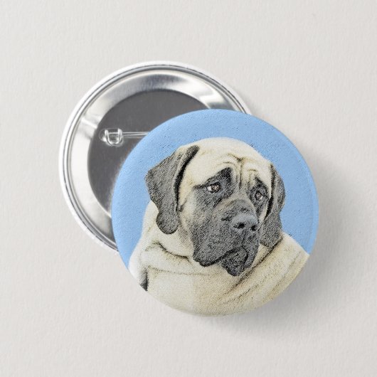 English Mastiff (Fawn) Malerei - Original Dog Art Button (Vorne & Hinten)