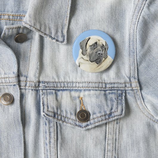 English Mastiff (Fawn) Malerei - Original Dog Art Button (Beispiel)