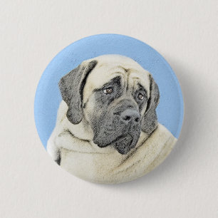 English Mastiff (Fawn) Malerei - Original Dog Art Button