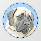 English Mastiff (Fawn) Malerei - Original Dog Art Fensteraufkleber (Blatt)