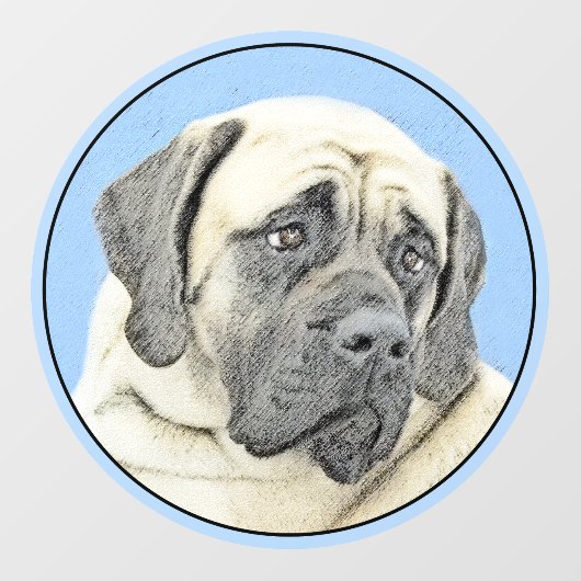 English Mastiff (Fawn) Malerei - Original Dog Art Fensteraufkleber (Blatt)