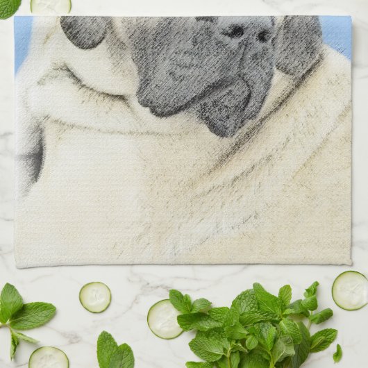 English Mastiff (Fawn) Malerei - Original Dog Art Geschirrtuch (Gefaltet)