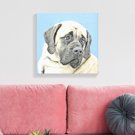 English Mastiff (Fawn) Malerei - Original Dog Art Leinwanddruck (Insitu (Wohnzimmer))