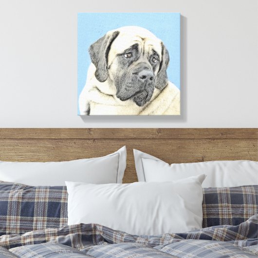 English Mastiff (Fawn) Malerei - Original Dog Art Leinwanddruck (Insitu (Schlafzimmer))