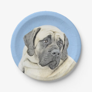 English Mastiff (Fawn) Malerei - Original Dog Art Pappteller