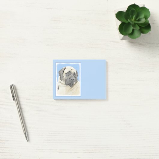 English Mastiff (Fawn) Malerei - Original Dog Art Post-it Klebezettel (Büro)