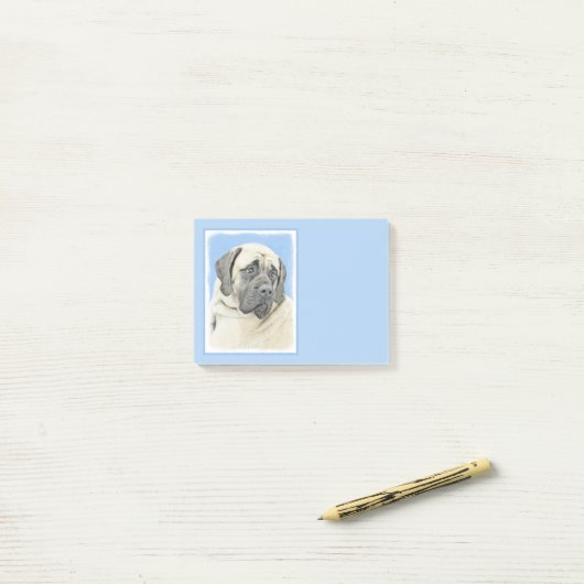 English Mastiff (Fawn) Malerei - Original Dog Art Post-it Klebezettel (Auf Schreibtisch)