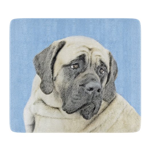 English Mastiff (Fawn) Malerei - Original Dog Art Schneidebrett (Vorderseite)