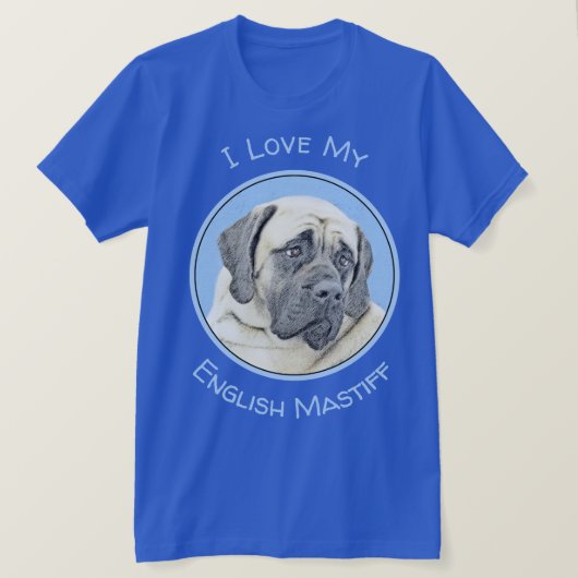 English Mastiff (Fawn) Malerei - Original Dog Art T-Shirt (Design vorne)