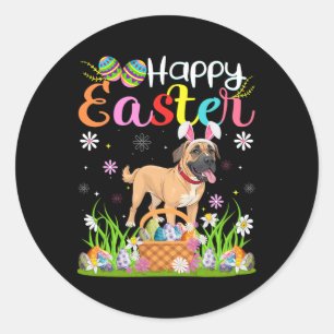 English Mastiff Hund Happy Ostereier Hunt Bunny Ee Runder Aufkleber
