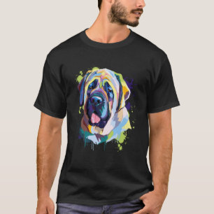 English Mastiff Hunde Gesicht Wasserfarbe farbige T-Shirt