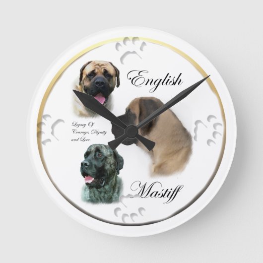 English Mastiff Lovers Runde Wanduhr (Vorderseite)