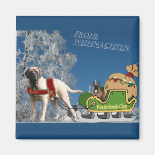 English Mastiff u French Bulldog Frohe Weihnachten Magnet