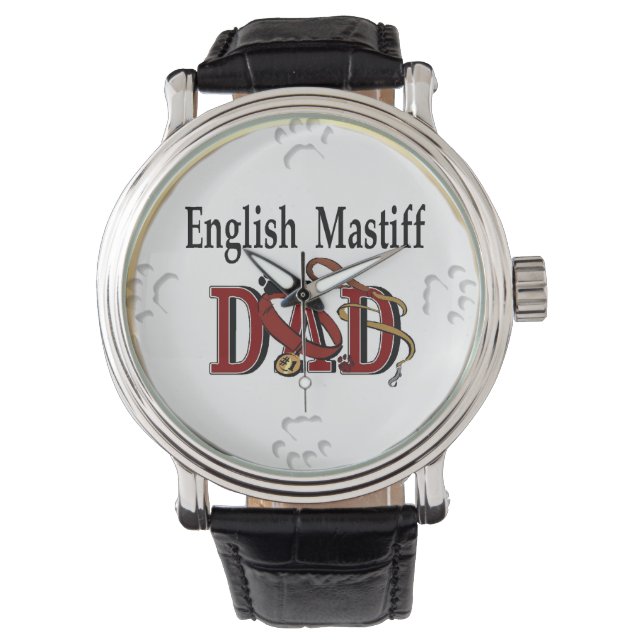 English Mastiff Vater Geschenke Armbanduhr (Vorderseite)