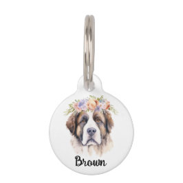 English Mastiff Watercolor Blume Round Pet Tag Haustiermarke