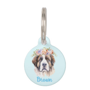 ENGLISH Mastiff Watercolor Blume Round Pet Tag Haustiermarke