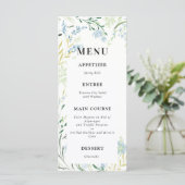 English Meadow Delicate Blume Wedding Menu Menükarte (Stehend Vorderseite)