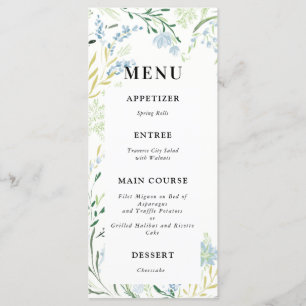 English Meadow Delicate Blume Wedding Menu Menükarte