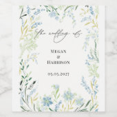 English Meadow Delicate Blume Wedding Weinetikett (Einzelnes Label)