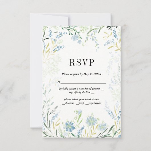 English Meadow Delicate Blume Weddinge RSVP Card (Vorderseite)