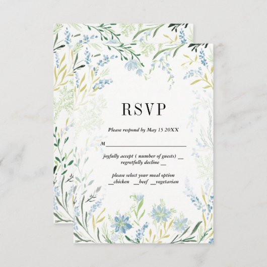 English Meadow Delicate Blume Weddinge RSVP Card (Vorne/Hinten)