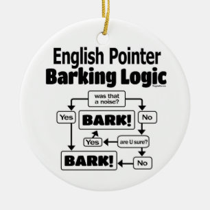 English Pointer Barking Logic Keramik Ornament