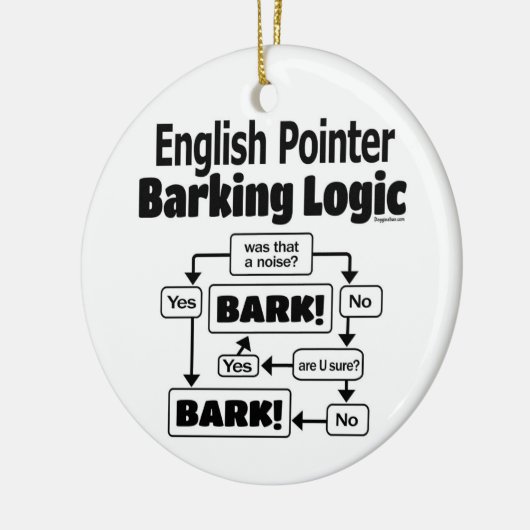 English Pointer Barking Logic Keramik Ornament (Links)