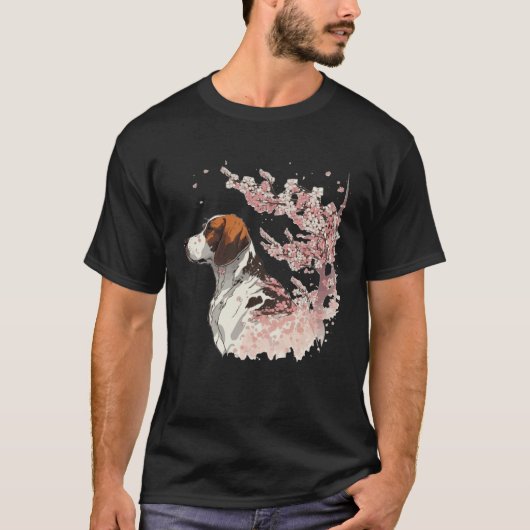 English Pointer Cherry Blossom Dog Breed Japanese  T-Shirt (Vorderseite)