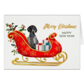 English Pointer Dog Christmas Sleigh Card (Vorderseite (Horizontal))