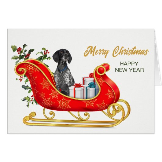 English Pointer Dog Christmas Sleigh Card (Vorderseite (Horizontal))