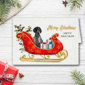English Pointer Dog Christmas Sleigh Card