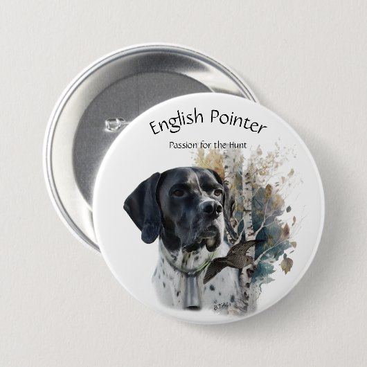English Pointer , Leidenschaft für die Jagd , Kuns Button (Vorne & Hinten)