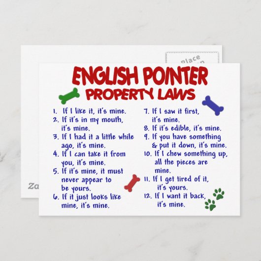 ENGLISH POINTER Property Laws 2 Postkarte (Vorne/Hinten)