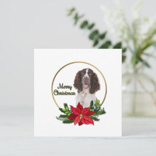 English Pointer Red & Green Christmas Karte