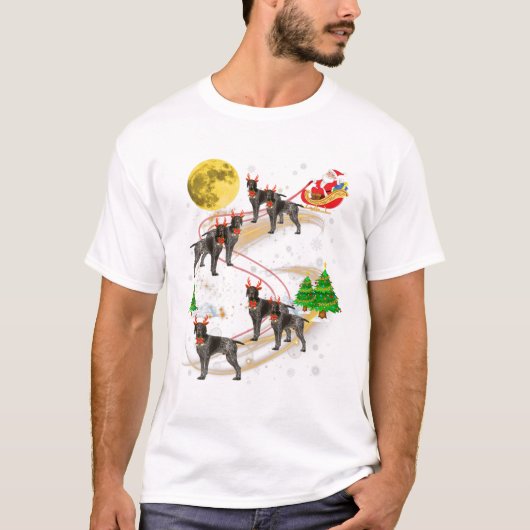 English Pointer Reindeer Christmas Santa Riding Do T-Shirt (Vorderseite)