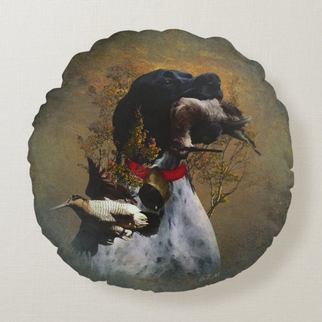 English Pointer Rundes Kissen (Vorderseite)