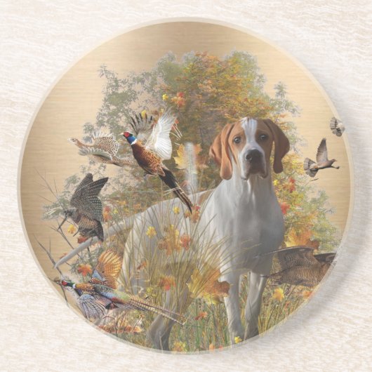 English Pointer Tapestry Metal Print Drawstring B Getränkeuntersetzer (Vorne)