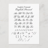 English Pressed - Zazzle Font Sampler Sheet Postkarte (Vorderseite)