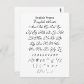 English Presto - Zazzle Schriftart Sampler Sheet Postkarte (Vorne/Hinten)