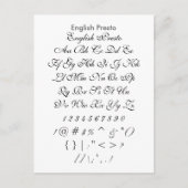 English Presto - Zazzle Schriftart Sampler Sheet Postkarte (Vorderseite)