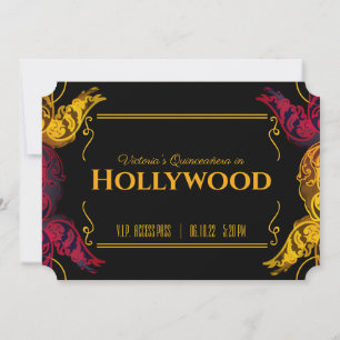 ENGLISH quinceañera old HOLLYWOOD BIRTHDAY Ticket Einladung