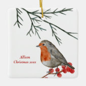 English RedBrustbrust Robin Bird Weihnachten Keramikornament (Vorderseite)