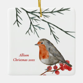 English RedBrustbrust Robin Bird Weihnachten Keramikornament
