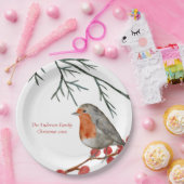 English RedBrustbrust Robin Bird Weihnachten Pappteller (Party)