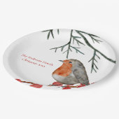 English RedBrustbrust Robin Bird Weihnachten Pappteller (Schrägansicht)