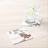 English RedBrustbrust Robin Bird Weihnachten Rechteckiger Pappuntersetzer (Vor Ort)