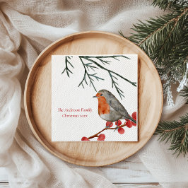 English RedBrustbrust Robin Bird Weihnachten Serviette