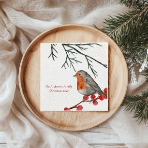 English RedBrustbrust Robin Bird Weihnachten Serviette