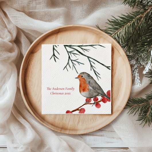 English RedBrustbrust Robin Bird Weihnachten Serviette
